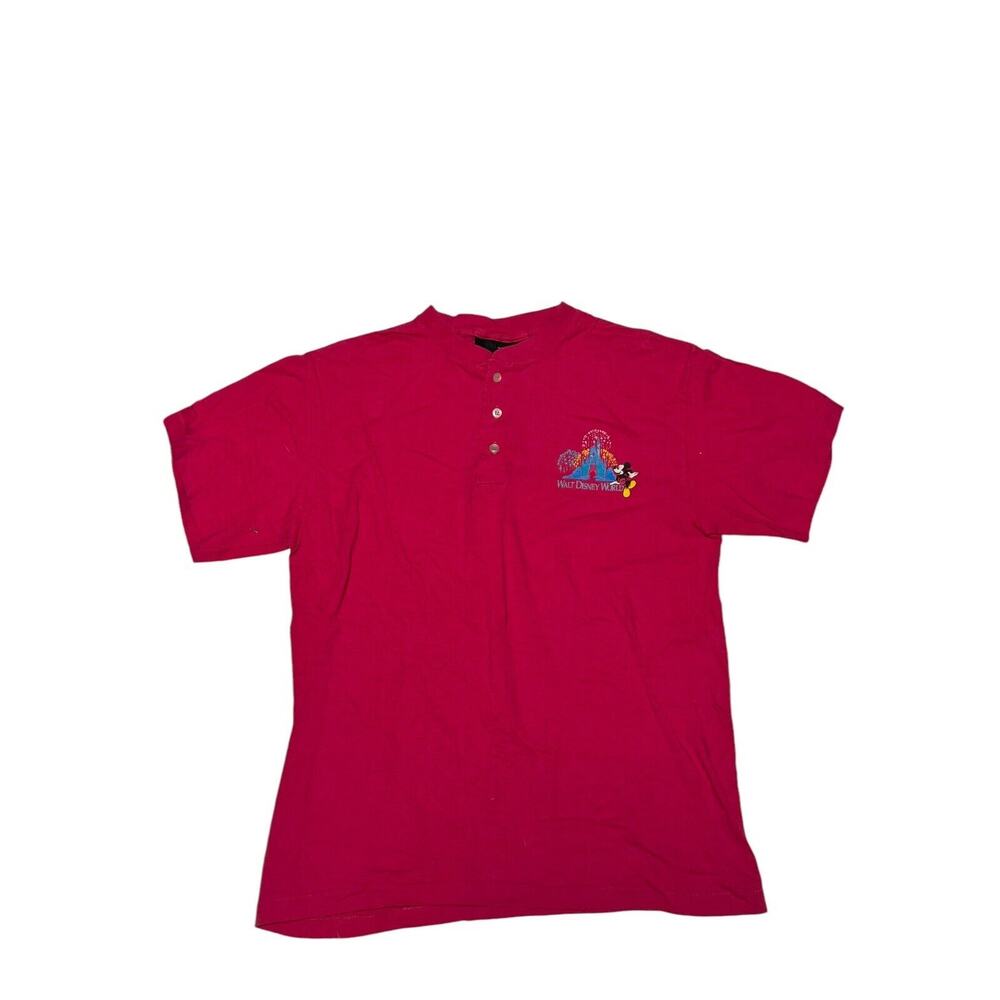 Disney Originals Walt Disney World Pink 3 Buttons T Shirt Size S/M Single Stitch